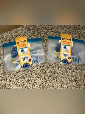 Disney Stitch Reusable Snack Bags with Teal Zip Accents (Set of 4)
